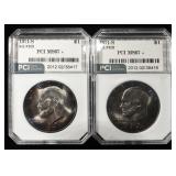 (2)1971-S $1 EISENHOWER PCI SUPERB GEM BU SILVER