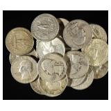 (20) 90% SILVER WASHINGTON QUARTERS