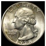 1938 WASHINGTON QUARTER GEM BU