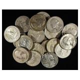 (20) 90% SILVER WASHINGTON QUARTERS
