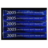 (5) 2005 US MINT PROOF SETS