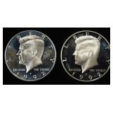 (2) 1992 90% SILVER KENNEDY HALF DOLLAR PROOF BU