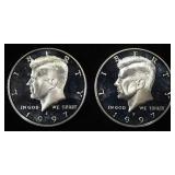 (2) 1997 90% SILVER KENNEDY HALF DOLLAR PROOF BU
