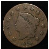 1826 CORONET HEAD LARGE CENT VG