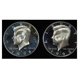 1992 & 1998 90% SILVER 50C KENNEDY PROOF BU