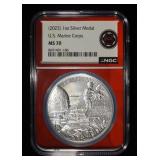 2023 1 OZ SILVER MEDAL U.S. MARINE CORPS NCG MS70