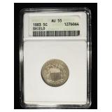 1883 SHEILD NICKEL ANACS AU55