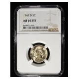 1944-D JEFFERSON NICKEL NGC MS 66 5FS