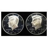 (2) 2007-S 90% SILVER KENNEDY HALVES PROOF BU