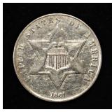 1861 3-CENT SILVER AU