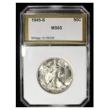 1945-S WALKING LIBERTY 50C PCI GEM BU