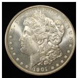 1901-O MORGAN DOLLAR GEM BU SEMI PL