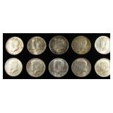 (10) 90% SILVER KENNEDY HALF DOLLARS