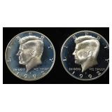 (2) 1992-S 90% SILVER KENNEDY HALVES PROOF BU