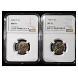 (2) 1950-D JEFFERSON NICKELS NGC MS 66