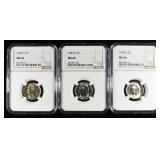 1943-S MS65, 1943-D & 1944-S MS66 JEFFERSON 5C NGC