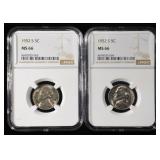 (2) 1952-S JEFFERSON NICKELS NGC MS 66