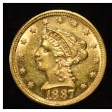1887 $2.50 LIBERTY GOLD CH BU VERY SCARCE
