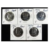 (5) 1970-S KENNEDY HALF DOLLARS PROOF