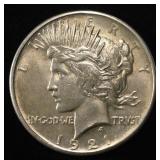 1921 PEACE DOLLAR VERY CH BU NEAR GEM GREAT STRIKE