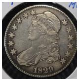 1829 CAPPED BUST HALF DOLLAR XF
