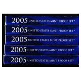 (5) 2005 US MINT PROOF SETS