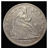 1876 SEATED LIBERTY HALF DOLLAR VF/XF