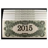 (5) 2015 $2 TRIPLE DEUCE SETS