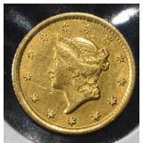 1853-O $1 GOLD TYPE 1 NICE AU/UNC