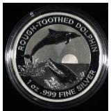 2023 ROUGH-TOOTHED DOLPHIN 1 OZ .999 SILVER ROUND