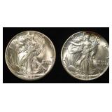 (2) 1945 WALKING LIBERTY HALF DOLLAR AU/BU