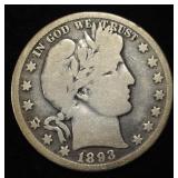 1893-O BARBER HALF DOLLAR FINE