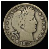 1915 BARBER HALF DOLLAR VG