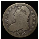 1830 CAPPED BUST HALF DOLLAR VG/G