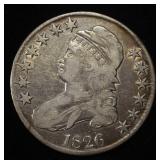 1826 CAPPED BUST HALF DOLLAR F/VF