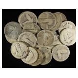 (20) 90% SILVER STANDING LIBERTY QUARTER