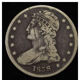 1838 CAPPED BUST HALF DOLLAR FINE