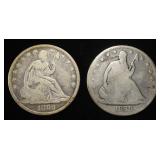 1859-P&O SEATED LIBERTY HALF DOLLARS