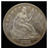 1861 SEATED LIBERTY HALF DOLLAR VF