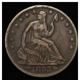 1853 LIBERTY SEATED HALF DOLLAR VF