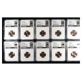(10) 2025-P&D LINCOLN SHIELD NGC MS66 &65 RD