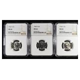 (3) 1942-S JEFFERSON NICKELS NGC MS66