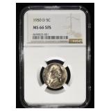 1950-D JEFFERSON NICKEL NGC MS 66 5FS