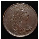 1804 CROSSLET 4 STEMS DRAPED BUST 1/2C CH ORIG
