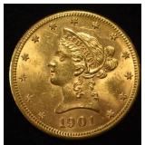 1901-O $10 LIBERTY GOLD VERY CH BU NEAR GEM