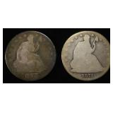 1871-S & 1877 SEATED LIBERTY HALF DOLLARS