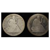 1861 & 1858-O SEATED LIBERTY HALF DOLLARS