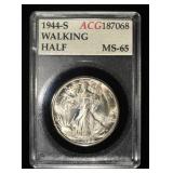1944-S WALKING LIBERTY 50C ACG GEM BU