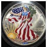 1987 PAINTED AMERICAN SILVER EAGLE