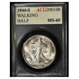 1944-S WALKING LIBERTY 50C ACG GEM BU
